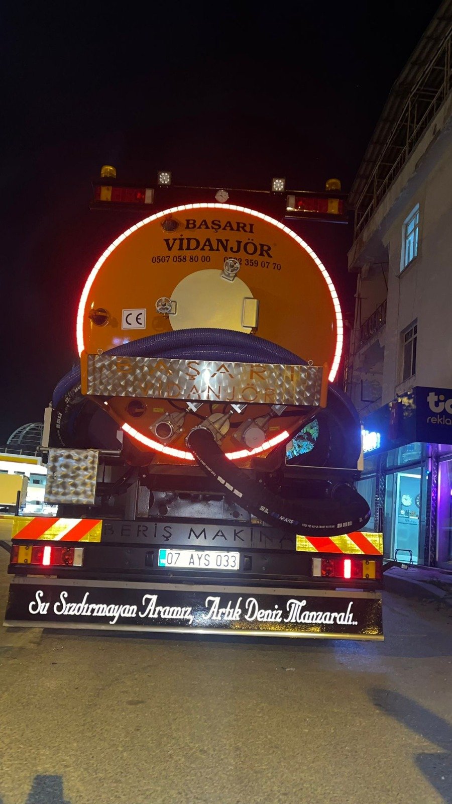 Başarı Vidanjör filo ekibi gece hizmet Manavgat